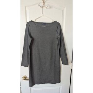 GAP Womens Gray Long Sleeve Boat Neck Shift Knit Dress Heathered Charcoal Small